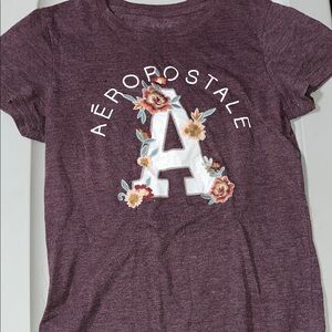 Aeropostale Maroon Floral Tee